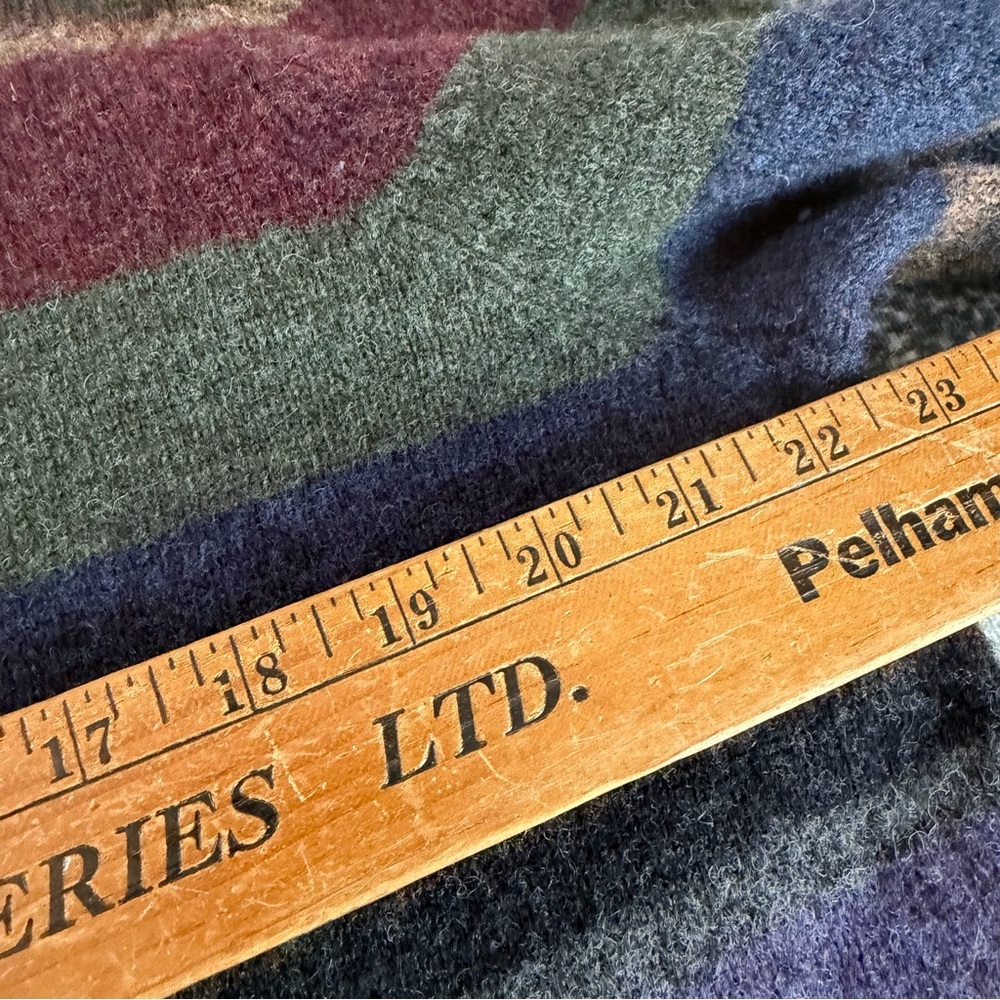 Lauren Ralph Lauren Lambs Wool Sweater Blanket Stripe Pullover M MockNeck EUC - Picture 5 of 5